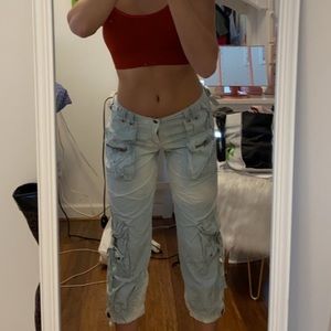 Da Nang vintage blue tie dye cargo pants capris!